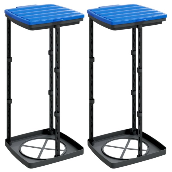Soportes para bolsas de basura 2 uds PP negro y azul 60 L Soportes para bolsas de basura 2 uds PP negro y azul 60 L