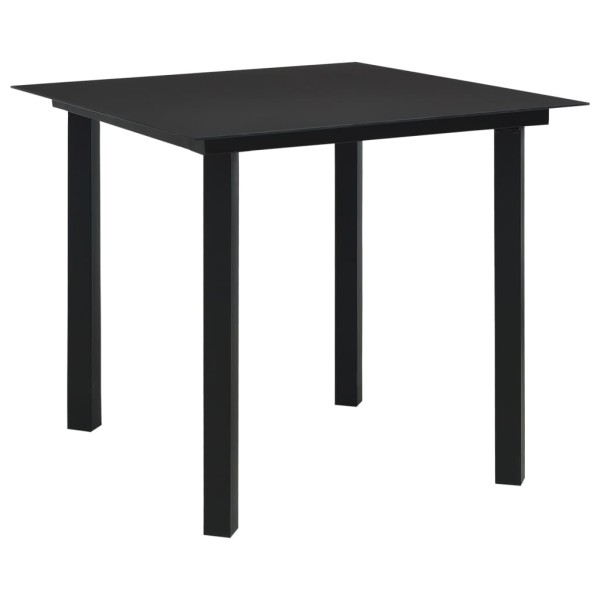 Mesa de comedor de jardín acero y vidrio negra 80x80x74 cm Mesa de comedor de jardín acero y vidrio negra 80x80x74 cm