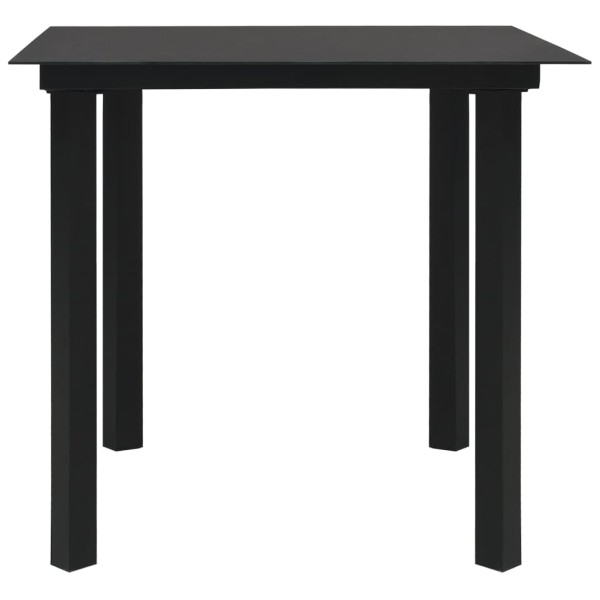Mesa de comedor de jardín acero y vidrio negra 80x80x74 cm Mesa de comedor de jardín acero y vidrio negra 80x80x74 cm