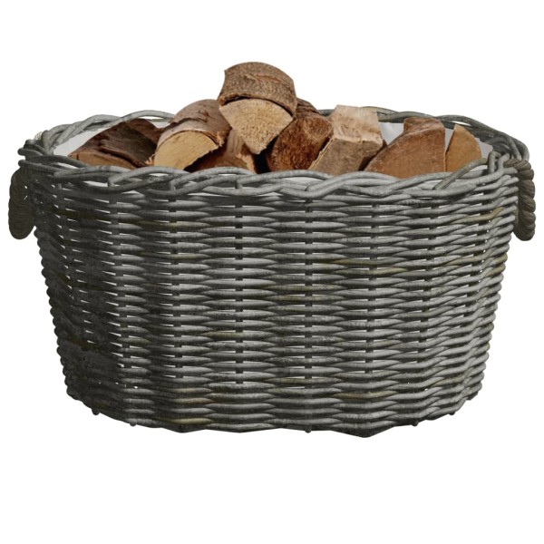 Cesta para leña con asas de transporte sauce gris 60x40x28 cm Cesta para leña con asas de transporte sauce gris 60x40x28 cm