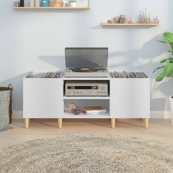 Mueble para discos madera contrachapada blanco 121x38x48 cm Mueble para discos madera contrachapada blanco 121x38x48 cm