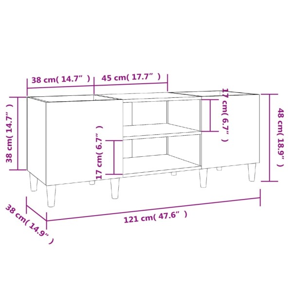 Mueble para discos madera contrachapada blanco 121x38x48 cm Mueble para discos madera contrachapada blanco 121x38x48 cm