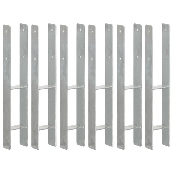 Anclajes de valla 6 uds acero galvanizado plateado 9x6x60 cm Anclajes de valla 6 uds acero galvanizado plateado 9x6x60 cm