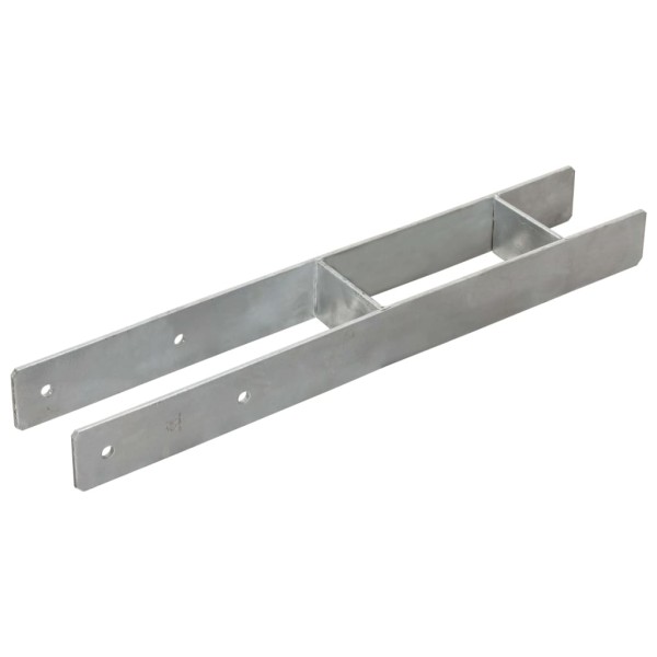 Anclajes de valla 6 uds acero galvanizado plateado 9x6x60 cm Anclajes de valla 6 uds acero galvanizado plateado 9x6x60 cm