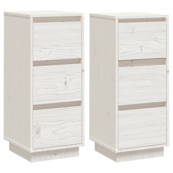 Aparador 2 uds madera maciza de pino blanco 32x34x75 cm Aparador 2 uds madera maciza de pino blanco 32x34x75 cm