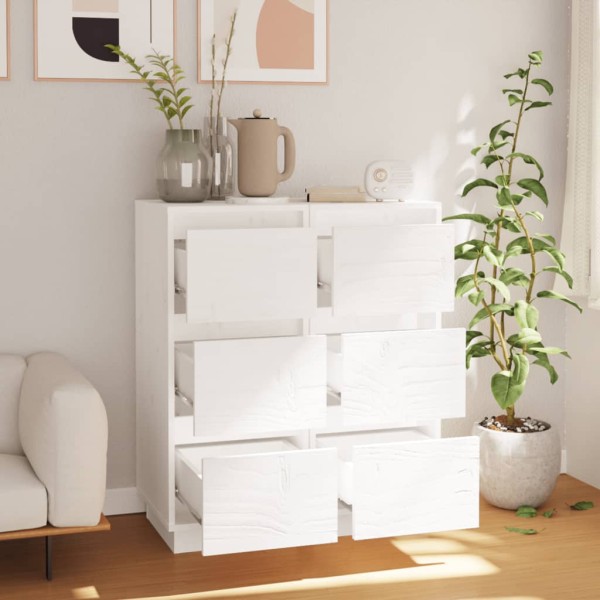 Aparador 2 uds madera maciza de pino blanco 32x34x75 cm Aparador 2 uds madera maciza de pino blanco 32x34x75 cm
