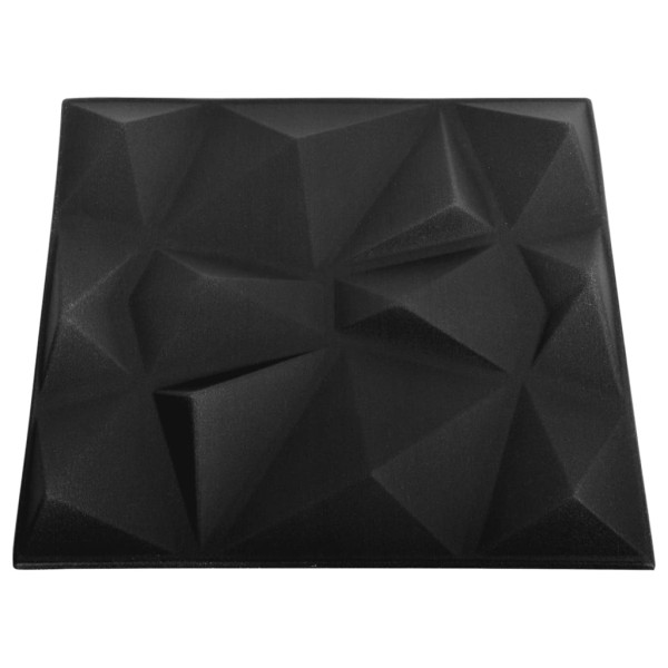 Paneles de pared 3D 12 unidades 50x50 cm negro diamante 3 m² Paneles de pared 3D 12 unidades 50x50 cm negro diamante 3 m²