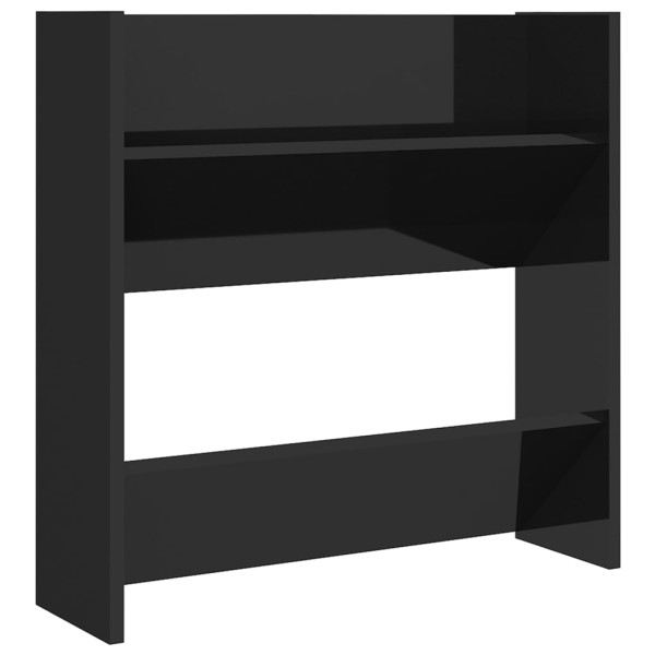 Zapateros de pared 2 uds contrachapada negro brillo 60x18x60 cm Zapateros de pared 2 uds contrachapada negro brillo 60x18x60 cm