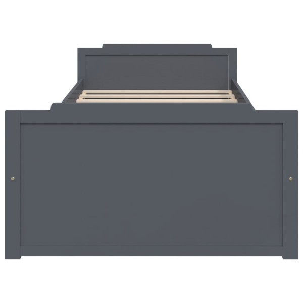 Estructura cama con cajones madera maciza de pino gris 90x200cm Estructura cama con cajones madera maciza de pino gris 90x200cm
