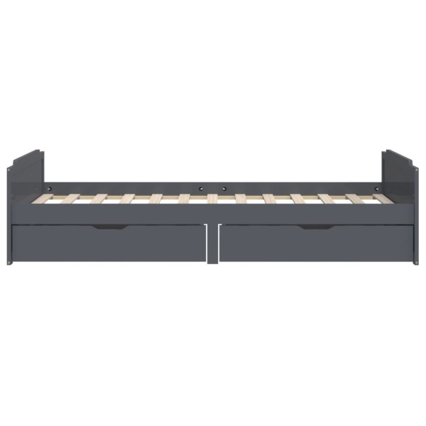 Estructura cama con cajones madera maciza de pino gris 90x200cm Estructura cama con cajones madera maciza de pino gris 90x200cm