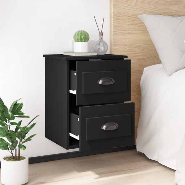 Mesitas de noche de pared 2 uds negras 41,5x36x53 cm Mesitas de noche de pared 2 uds negras 41,5x36x53 cm