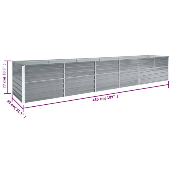 Arriate de jardín de acero galvanizado gris 480x80x77 cm Arriate de jardín de acero galvanizado gris 480x80x77 cm