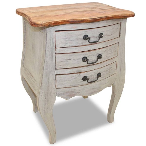 Mesita de noche de madera maciza reciclada 48x35x64 cm Mesita de noche de madera maciza reciclada 48x35x64 cm