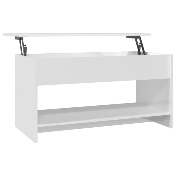 Mesa de centro madera contrachapada blanco brillo 102x50x52,5cm Mesa de centro madera contrachapada blanco brillo 102x50x52,5cm