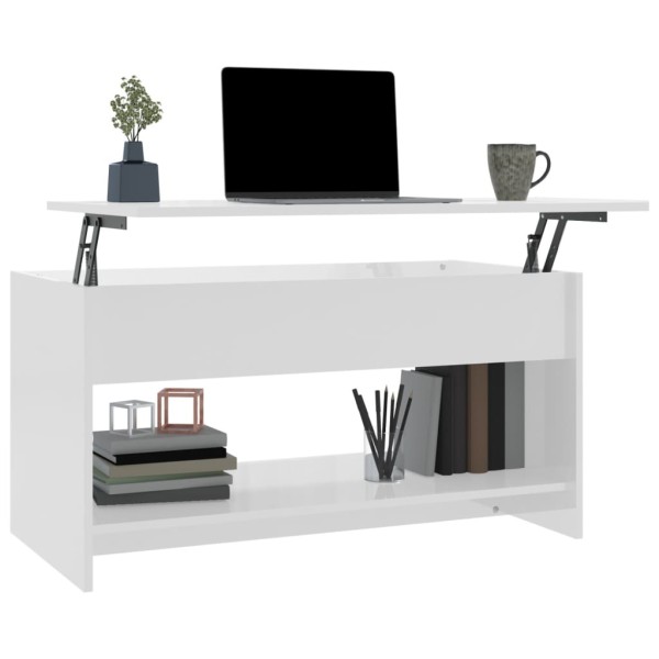 Mesa de centro madera contrachapada blanco brillo 102x50x52,5cm Mesa de centro madera contrachapada blanco brillo 102x50x52,5cm