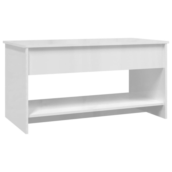 Mesa de centro madera contrachapada blanco brillo 102x50x52,5cm Mesa de centro madera contrachapada blanco brillo 102x50x52,5cm