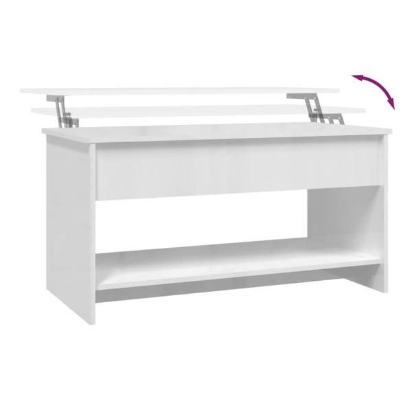 Mesa de centro madera contrachapada blanco brillo 102x50x52,5cm Mesa de centro madera contrachapada blanco brillo 102x50x52,5cm