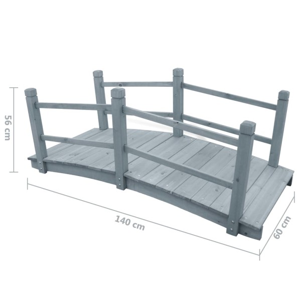 Puente de jardín madera maciza de abeto gris 140x60x56 cm Puente de jardín madera maciza de abeto gris 140x60x56 cm