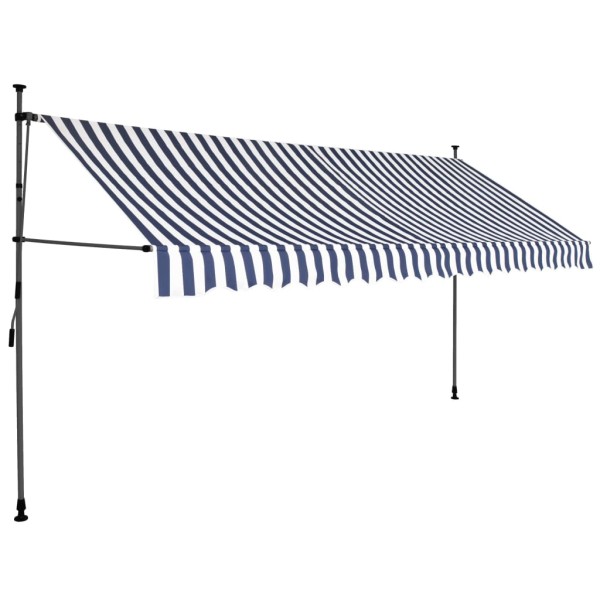 Toldo manual retráctil con LED azul y blanco 350 cm Toldo manual retráctil con LED azul y blanco 350 cm