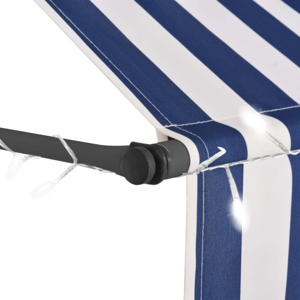 Toldo manual retráctil con LED azul y blanco 350 cm Toldo manual retráctil con LED azul y blanco 350 cm