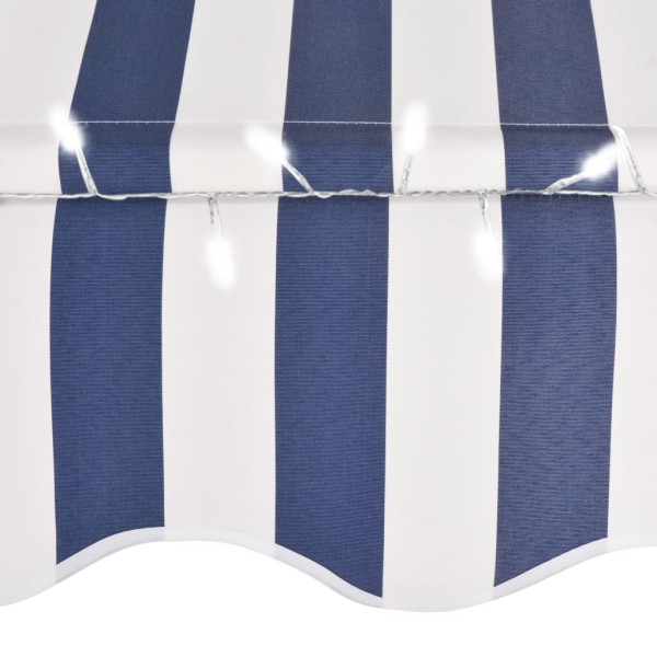 Toldo manual retráctil con LED azul y blanco 350 cm Toldo manual retráctil con LED azul y blanco 350 cm