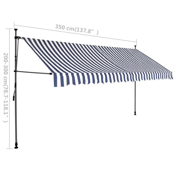 Toldo manual retráctil con LED azul y blanco 350 cm Toldo manual retráctil con LED azul y blanco 350 cm