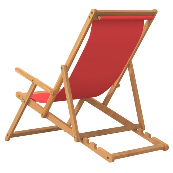 Silla de playa plegable de madera maciza de teca rojo Silla de playa plegable de madera maciza de teca rojo