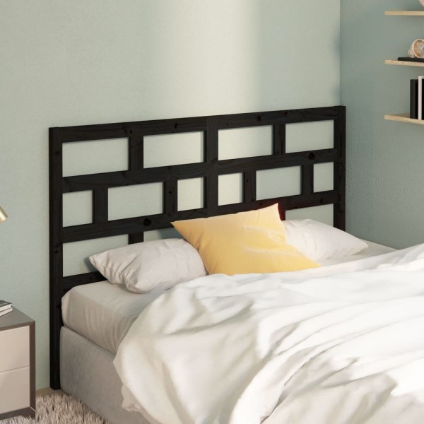 Cabecero de cama madera maciza de pino negro 146x4x100 cm Cabecero de cama madera maciza de pino negro 146x4x100 cm