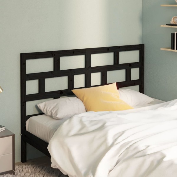Cabecero de cama madera maciza de pino negro 146x4x100 cm Cabecero de cama madera maciza de pino negro 146x4x100 cm