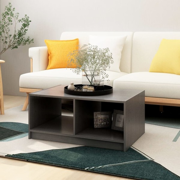 Mesa de centro de madera maciza de pino gris 75x50x33,5 cm Mesa de centro de madera maciza de pino gris 75x50x33,5 cm