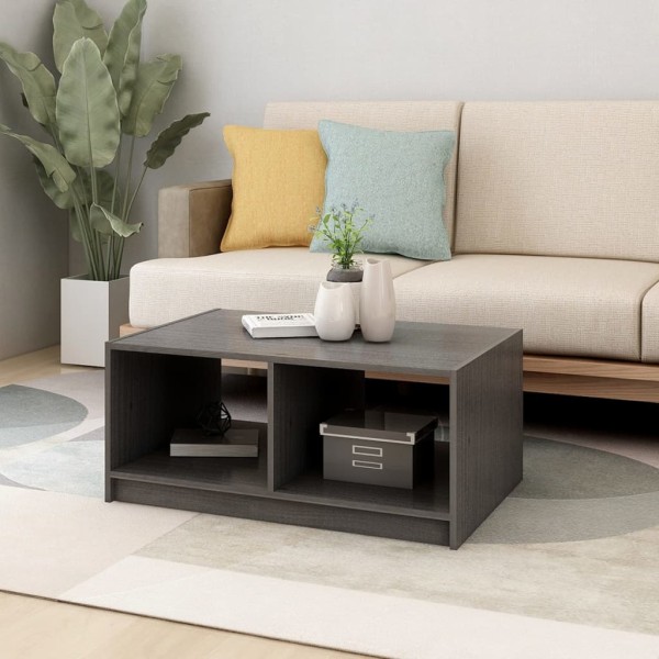 Mesa de centro de madera maciza de pino gris 75x50x33,5 cm Mesa de centro de madera maciza de pino gris 75x50x33,5 cm