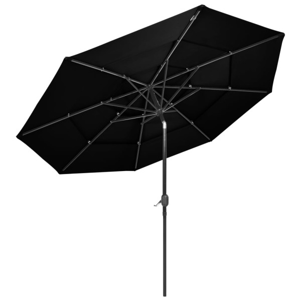 Sombrilla de 3 niveles con poste de aluminio negra 3 m Sombrilla de 3 niveles con poste de aluminio negra 3 m