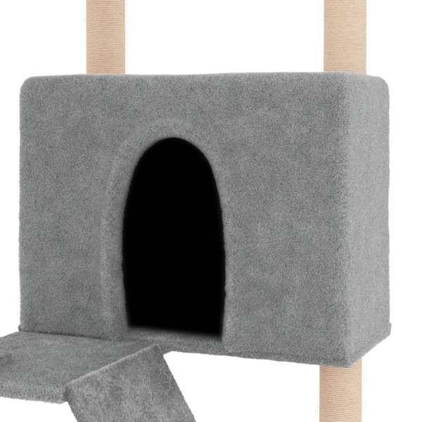 Rascador para gatos con postes de sisal gris claro 143 cm Rascador para gatos con postes de sisal gris claro 143 cm