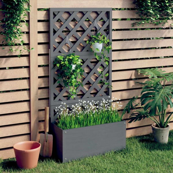 Jardinera con enrejado gris WPC 65x33x135 cm Jardinera con enrejado gris WPC 65x33x135 cm