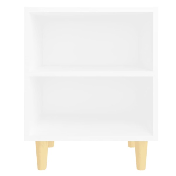 Mesitas de noche patas madera maciza blanca 2 uds 40x30x50 cm Mesitas de noche patas madera maciza blanca 2 uds 40x30x50 cm