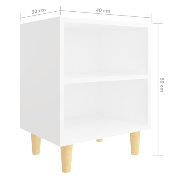 Mesitas de noche patas madera maciza blanca 2 uds 40x30x50 cm Mesitas de noche patas madera maciza blanca 2 uds 40x30x50 cm
