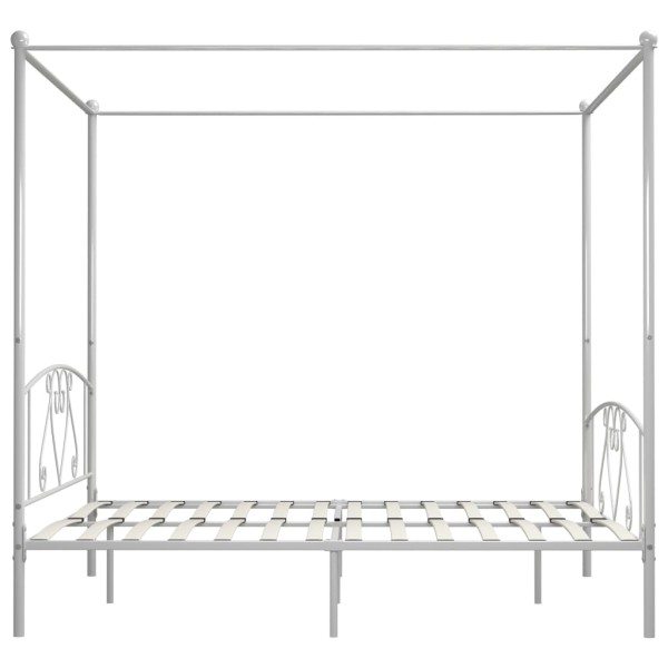 Estructura de cama con dosel metal blanco 200x200 cm Estructura de cama con dosel metal blanco 200x200 cm