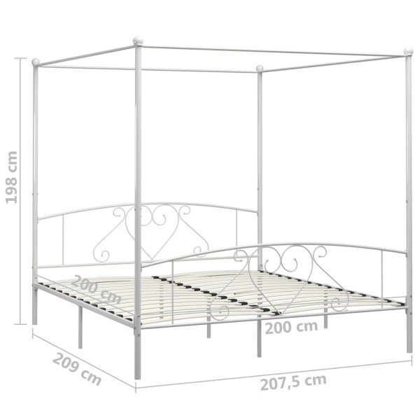 Estructura de cama con dosel metal blanco 200x200 cm Estructura de cama con dosel metal blanco 200x200 cm