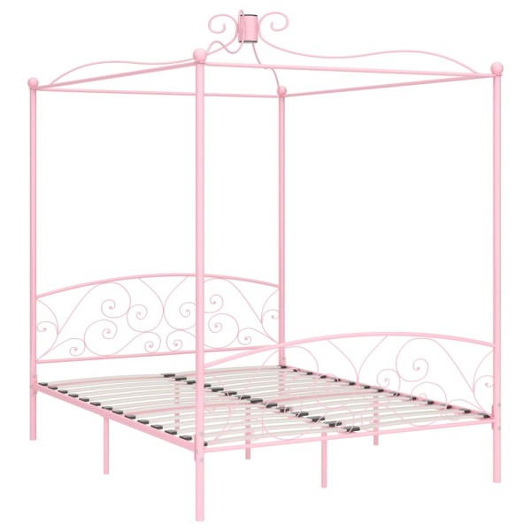 Estructura de cama con dosel metal rosa 180x200 cm Estructura de cama con dosel metal rosa 180x200 cm