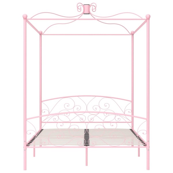 Estructura de cama con dosel metal rosa 180x200 cm Estructura de cama con dosel metal rosa 180x200 cm