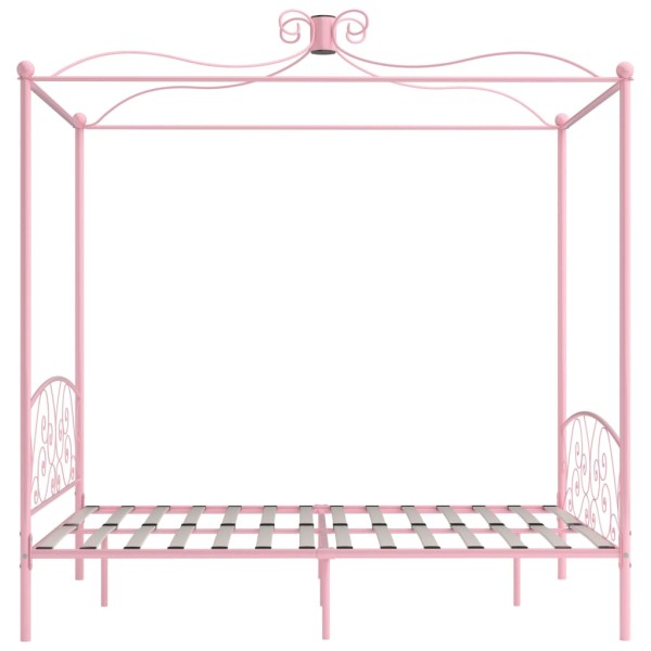 Estructura de cama con dosel metal rosa 180x200 cm Estructura de cama con dosel metal rosa 180x200 cm