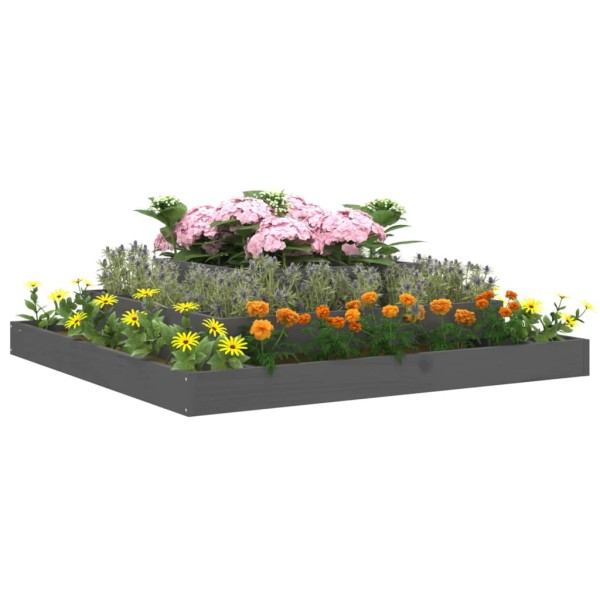 Jardinera de madera maciza de pino gris 110x110x27 cm Jardinera de madera maciza de pino gris 110x110x27 cm