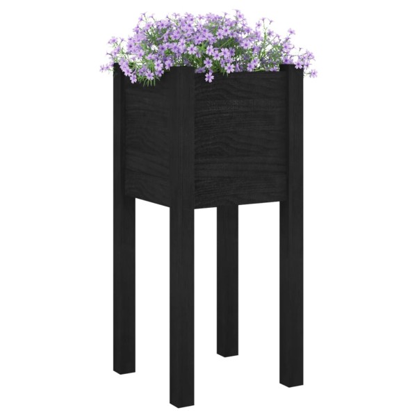 Jardineras 2 unidades madera maciza de pino negro 31x31x70 cm Jardineras 2 unidades madera maciza de pino negro 31x31x70 cm
