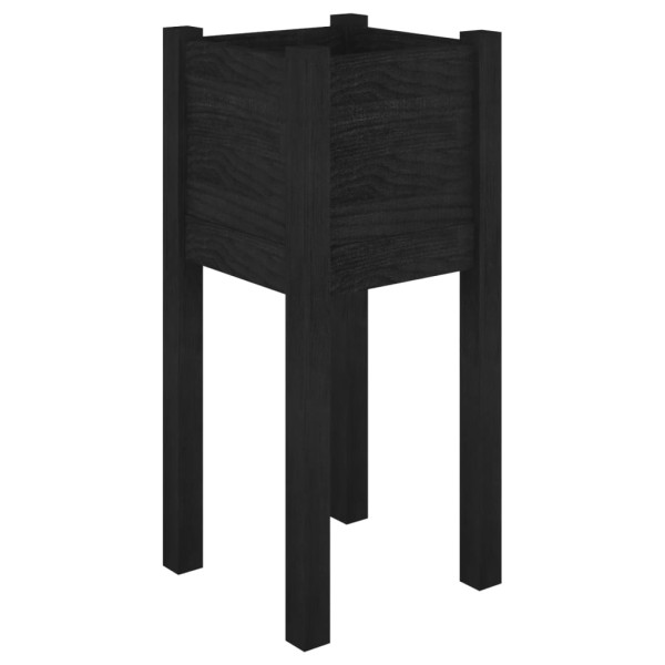 Jardineras 2 unidades madera maciza de pino negro 31x31x70 cm Jardineras 2 unidades madera maciza de pino negro 31x31x70 cm