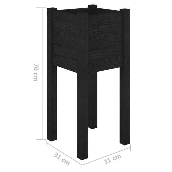 Jardineras 2 unidades madera maciza de pino negro 31x31x70 cm Jardineras 2 unidades madera maciza de pino negro 31x31x70 cm