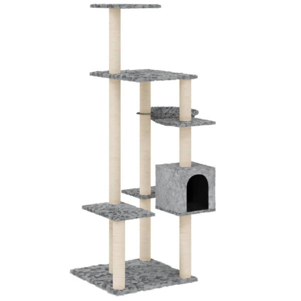 Rascador para gatos con postes de sisal gris claro 142 cm Rascador para gatos con postes de sisal gris claro 142 cm