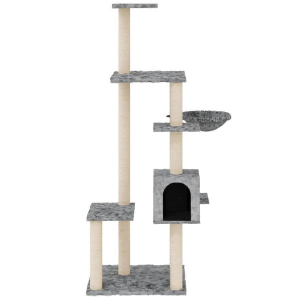 Rascador para gatos con postes de sisal gris claro 142 cm Rascador para gatos con postes de sisal gris claro 142 cm