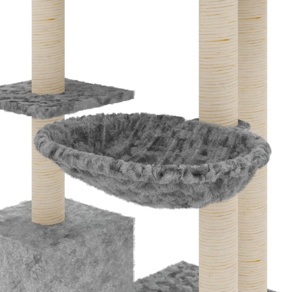 Rascador para gatos con postes de sisal gris claro 142 cm Rascador para gatos con postes de sisal gris claro 142 cm