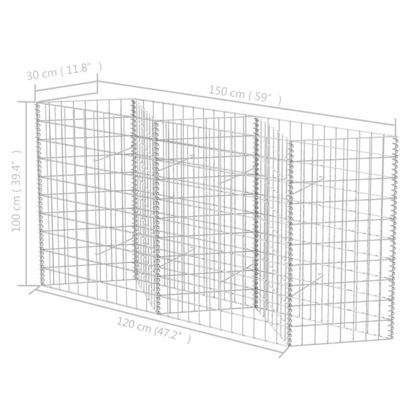 Cesta de muro de gaviones acero galvanizado 120x30x100 cm Cesta de muro de gaviones acero galvanizado 120x30x100 cm