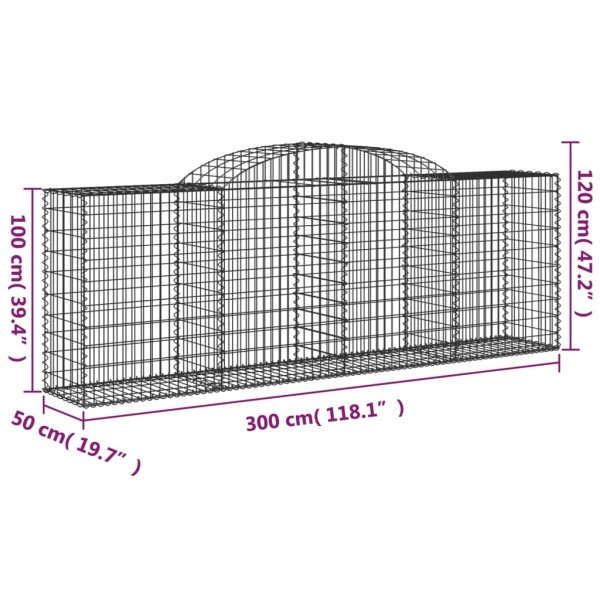 Cesta gaviones forma arco hierro galvanizado 300x50x100/120 cm Cesta gaviones forma arco hierro galvanizado 300x50x100/120 cm